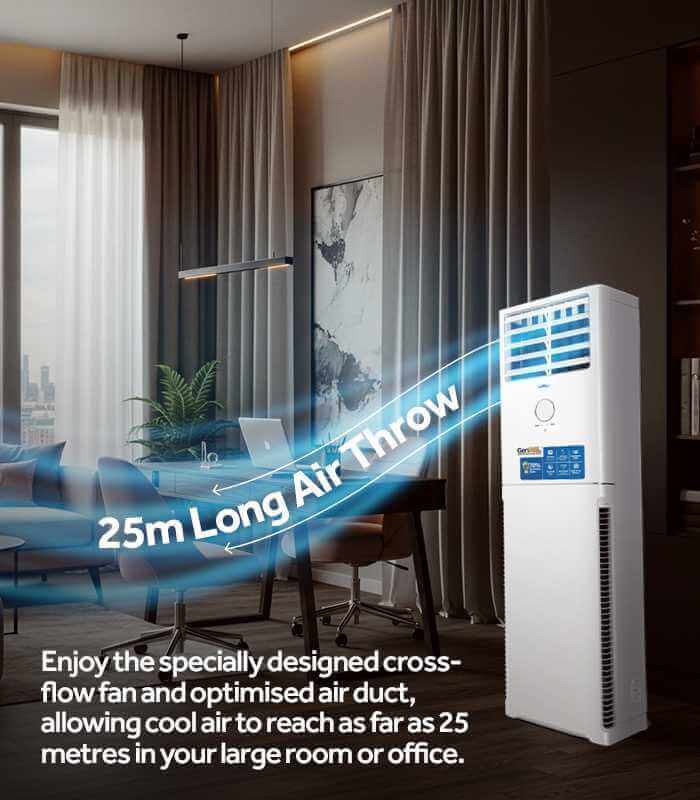 2hp GenPAL Floor Standing Inverter Air Conditioner. Perfect for medium-to-large sized spaces,offering powerful yet energy efficient cooling. 70% elelctricity savings. Self-Cleaning Evaporator, ECO mode operation. Earth friendly R32 refrigerant. - Image 4