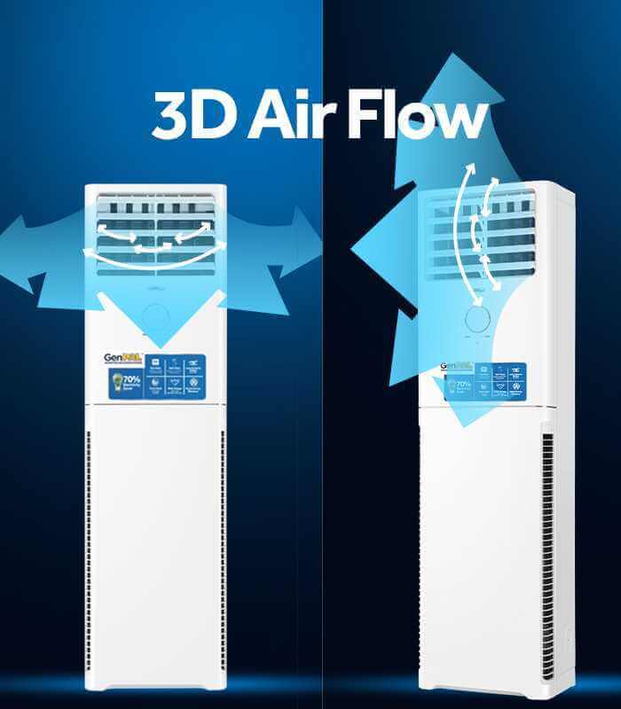 2hp GenPAL Floor Standing Inverter Air Conditioner. Perfect for medium-to-large sized spaces,offering powerful yet energy efficient cooling. 70% elelctricity savings. Self-Cleaning Evaporator, ECO mode operation. Earth friendly R32 refrigerant. - Image 3