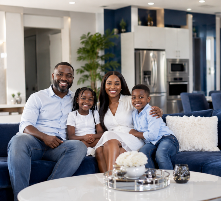 Nigerian family enjoying reliable home appliances in a modern home.